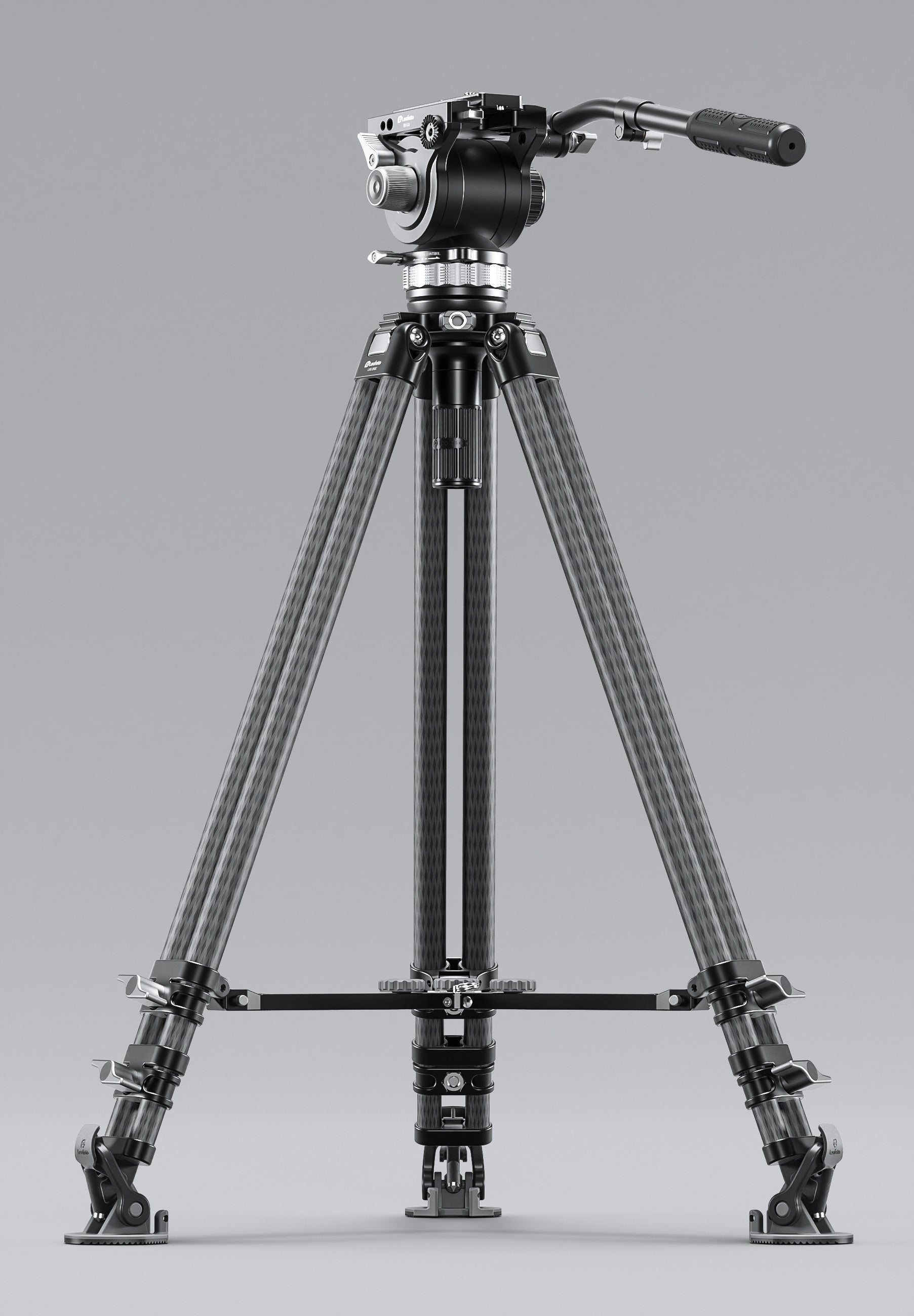 Leofoto LVC-253C+BV-20 (Lever-Release Clamp) Dual-Tube Video Tripod with Fluid Head Set  | 75mm Integrated Bowl with Leveling Base and Handle
