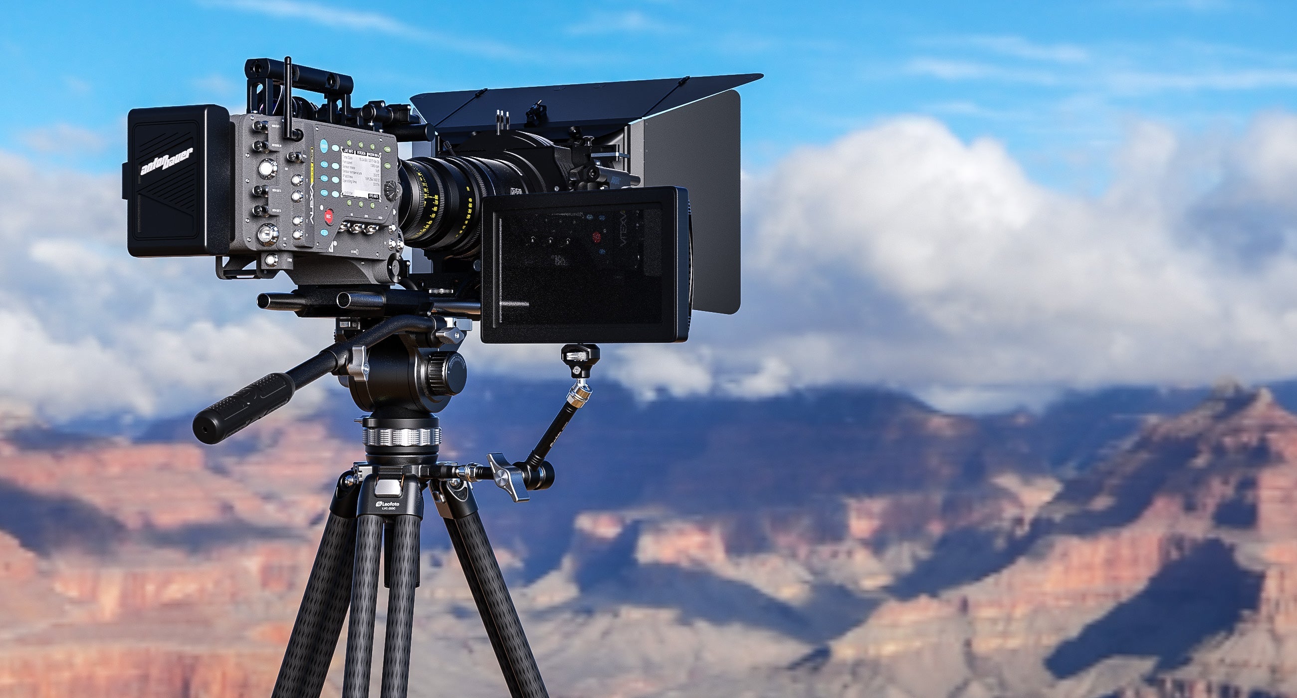 Leofoto LVC-253C+BV-15 Dual-Tube Video Tripod with Fluid Head Set  | 75mm Integrated Bowl with Leveling Base and Handle