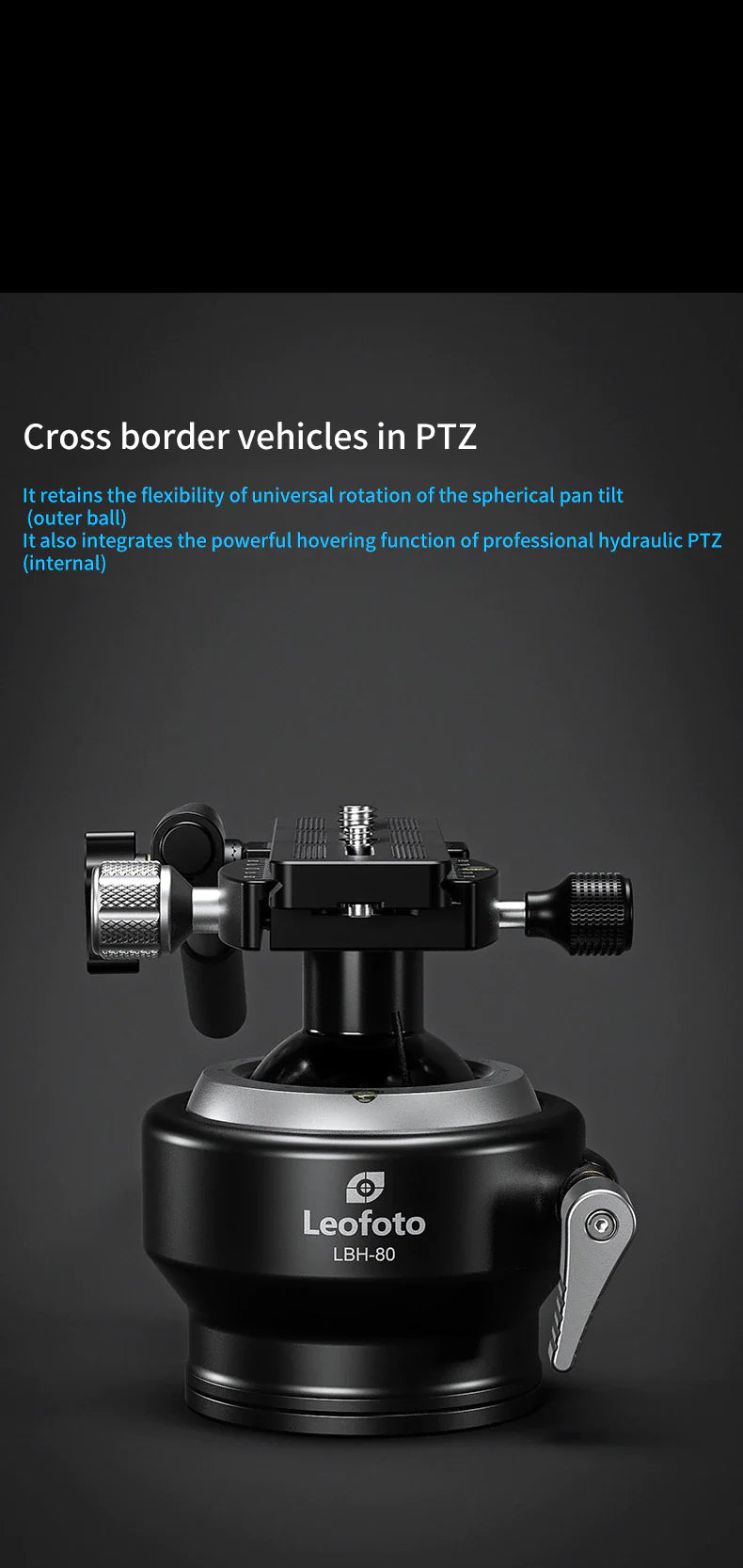 Leofoto LBH-80 Double Sphere Ball Head + QR Plate | Spherical Gimbal | Arca Compatible