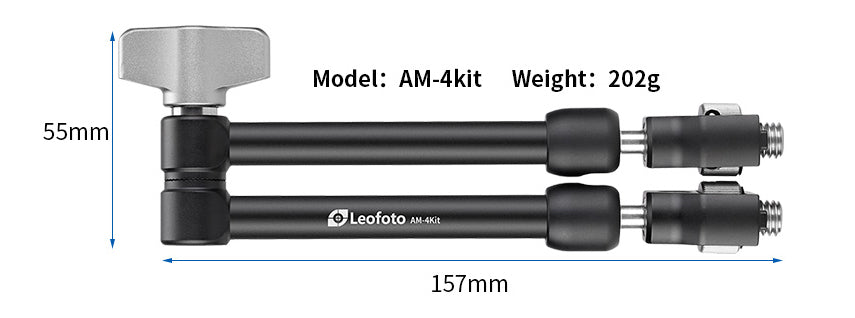 Leofoto AM-3 / AM-4 Kit Versa Magic Arm | Anti-Twist Adapter | 3/8th Mounting Screws